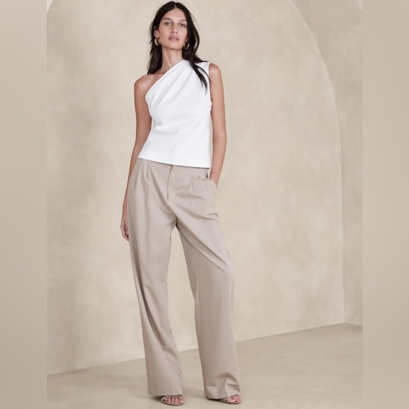 NWT Banana Republic One Shoulder Cotton White Tank Size XL. - Picture 1 of 8